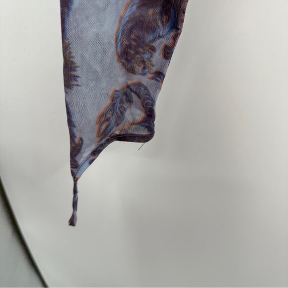 Urban Outfitters UO Ziggy Purple Paisley Print Cold Shoulder Corset‎ Top Size L - Picture 6 of 11